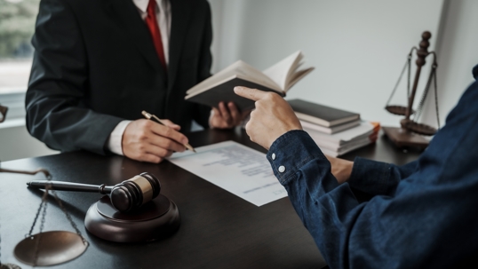 Specialist helping a client